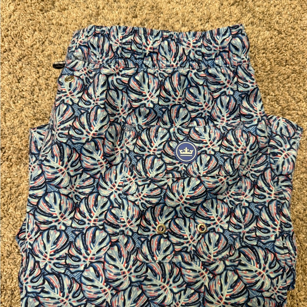 Peter Millar Blue and White Patterned Swim Shorts